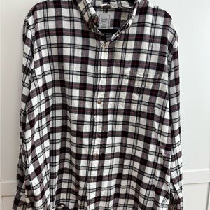 Chaps Men's White, Black and Red Plaid Flannel Button Down Shirt Size XL